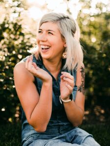 girl showing teeth